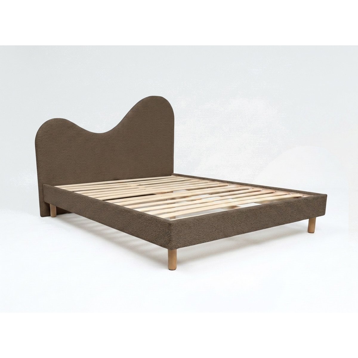 Lit revêtement tissu bouclette, CELINA marron, BOBOCHIC