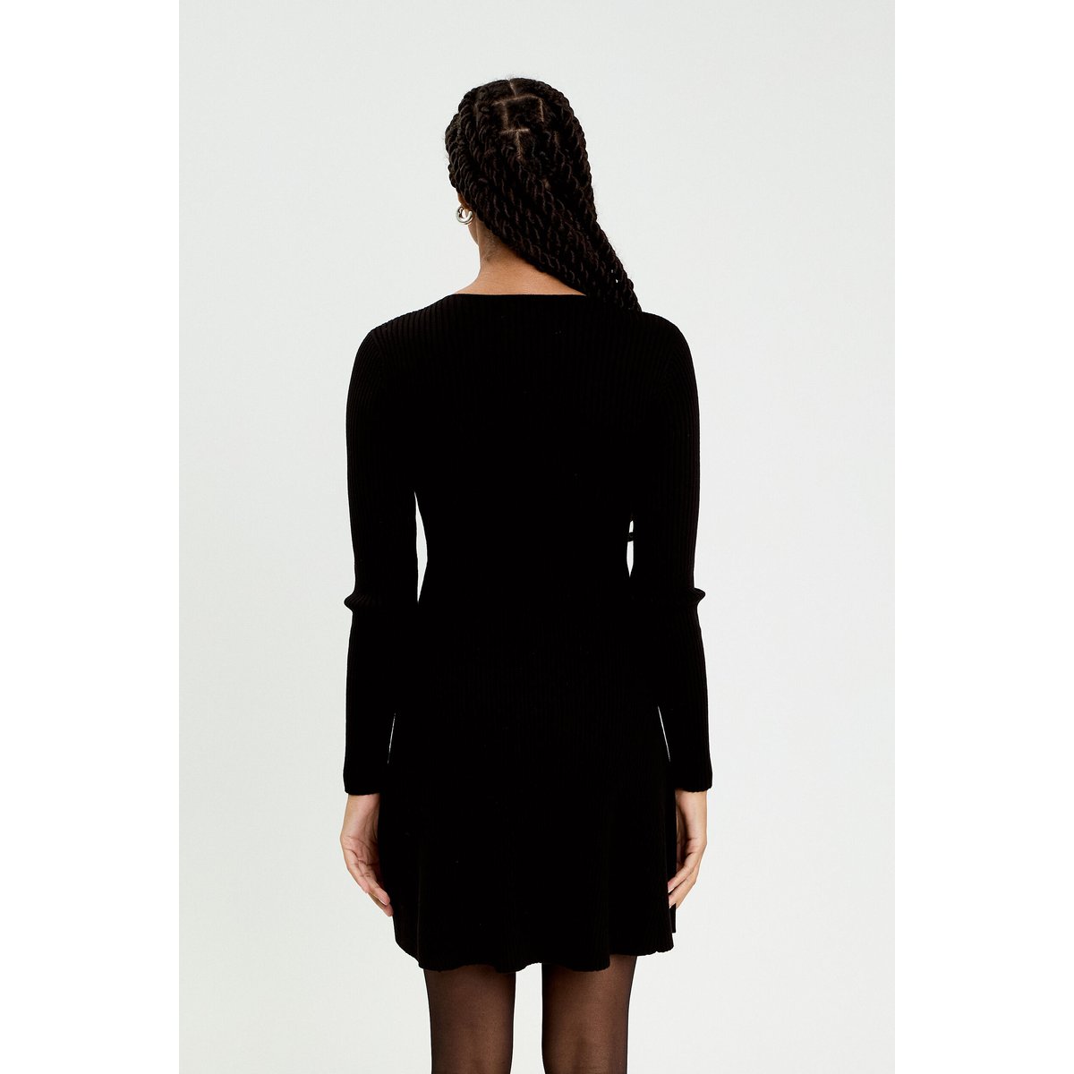 Robe tricot patineuse côtelée noir, CACHE CACHE