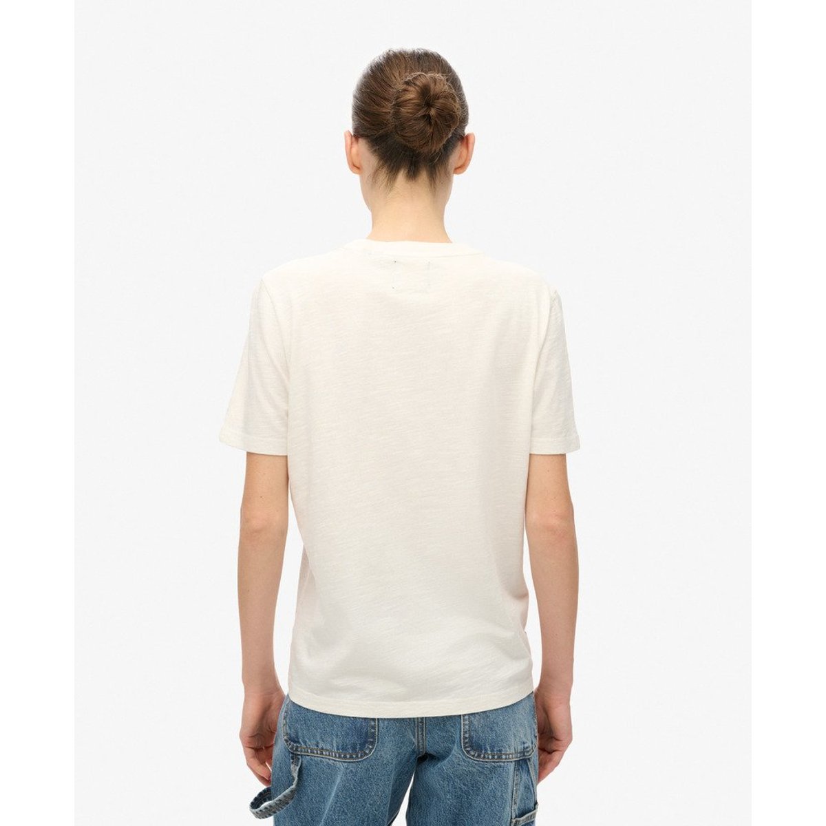 T-shirt scintillant à motif VL écru flammé, SUPERDRY