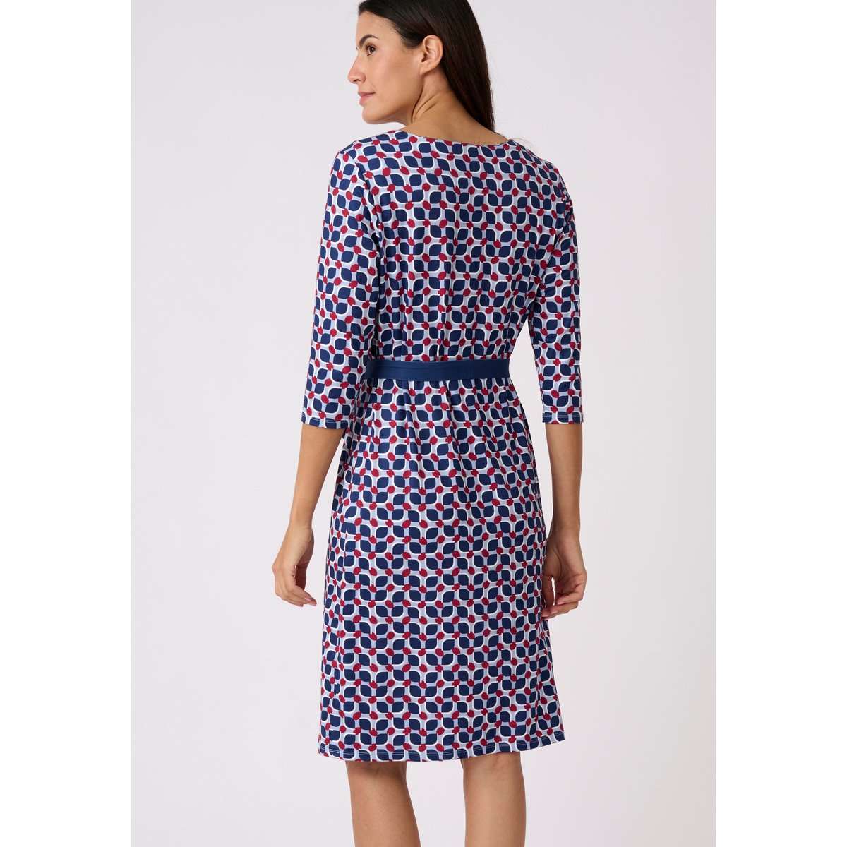 Robe imprimée maille chaude bleu graphique, DAMART