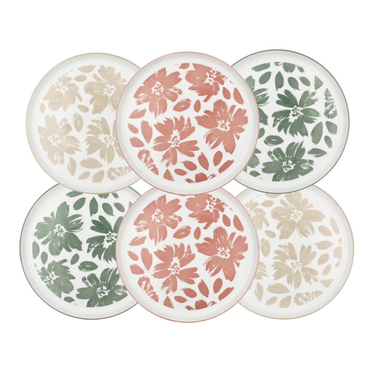 Lot de 6 grandes assiettes, HANAE beige, ARTIME