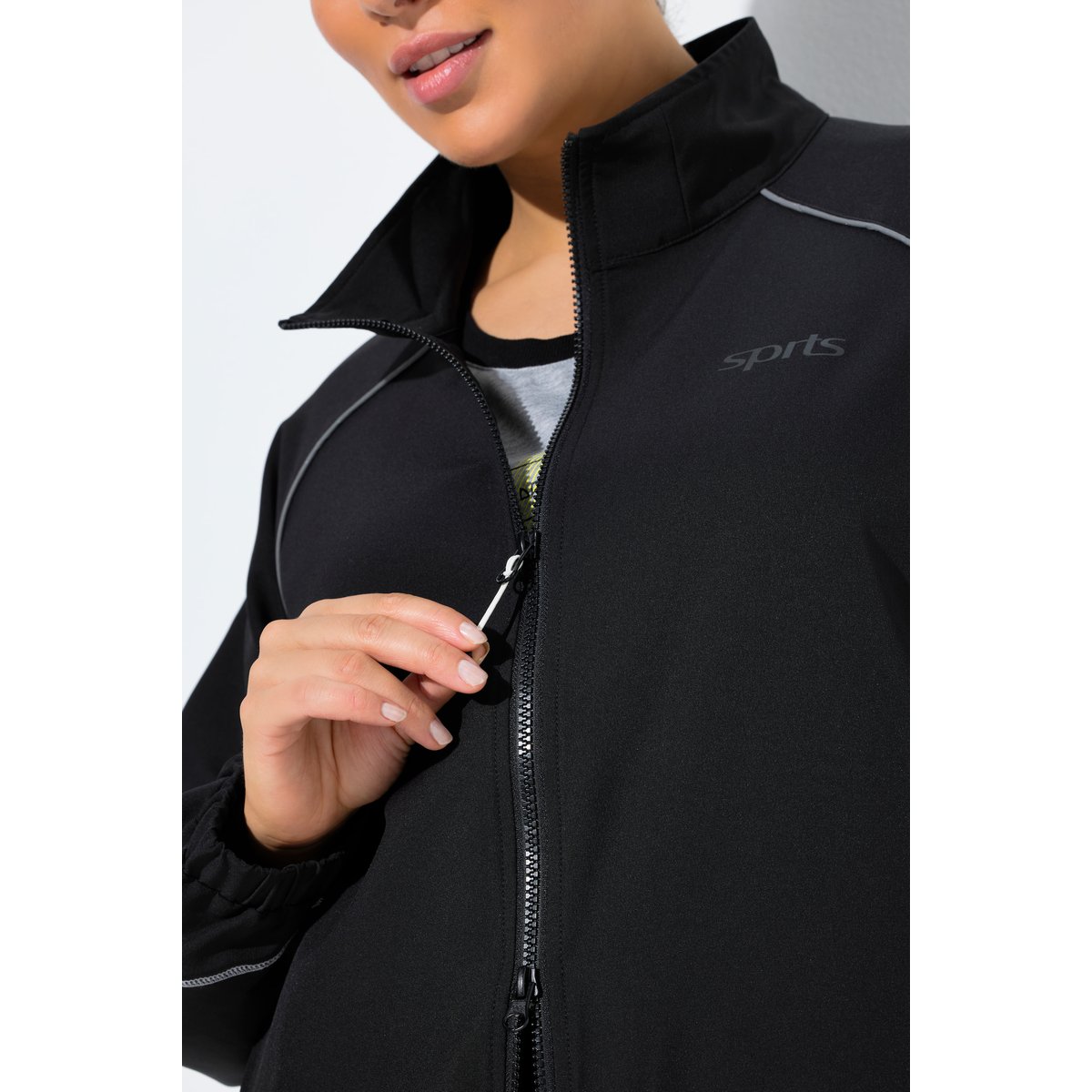 Veste de survêtement technique, col montant noir, ULLA POPKEN