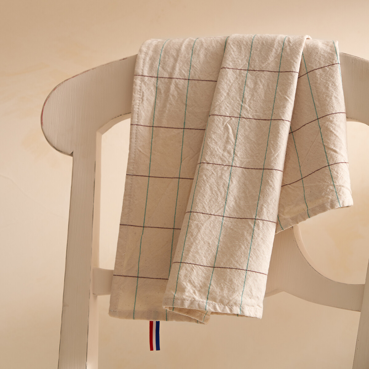 Set van 3 theedoeken in katoen, Constantin ecru/steenrood, LA REDOUTE INTERIEURS