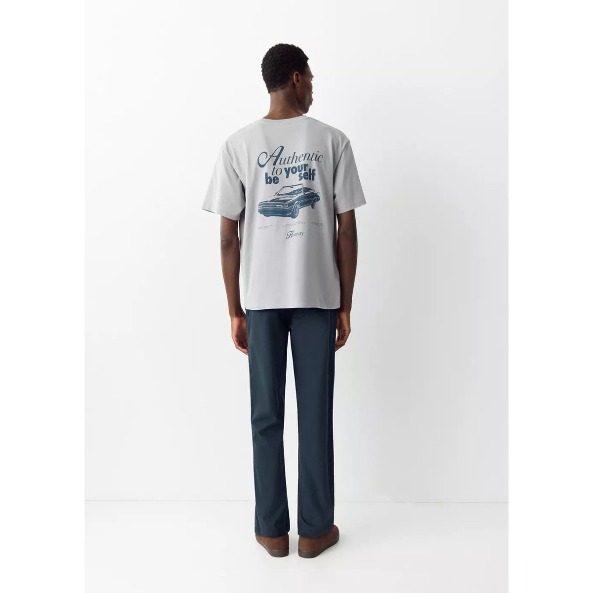Pantalon droit cordon bleu marine, MANGO TEEN