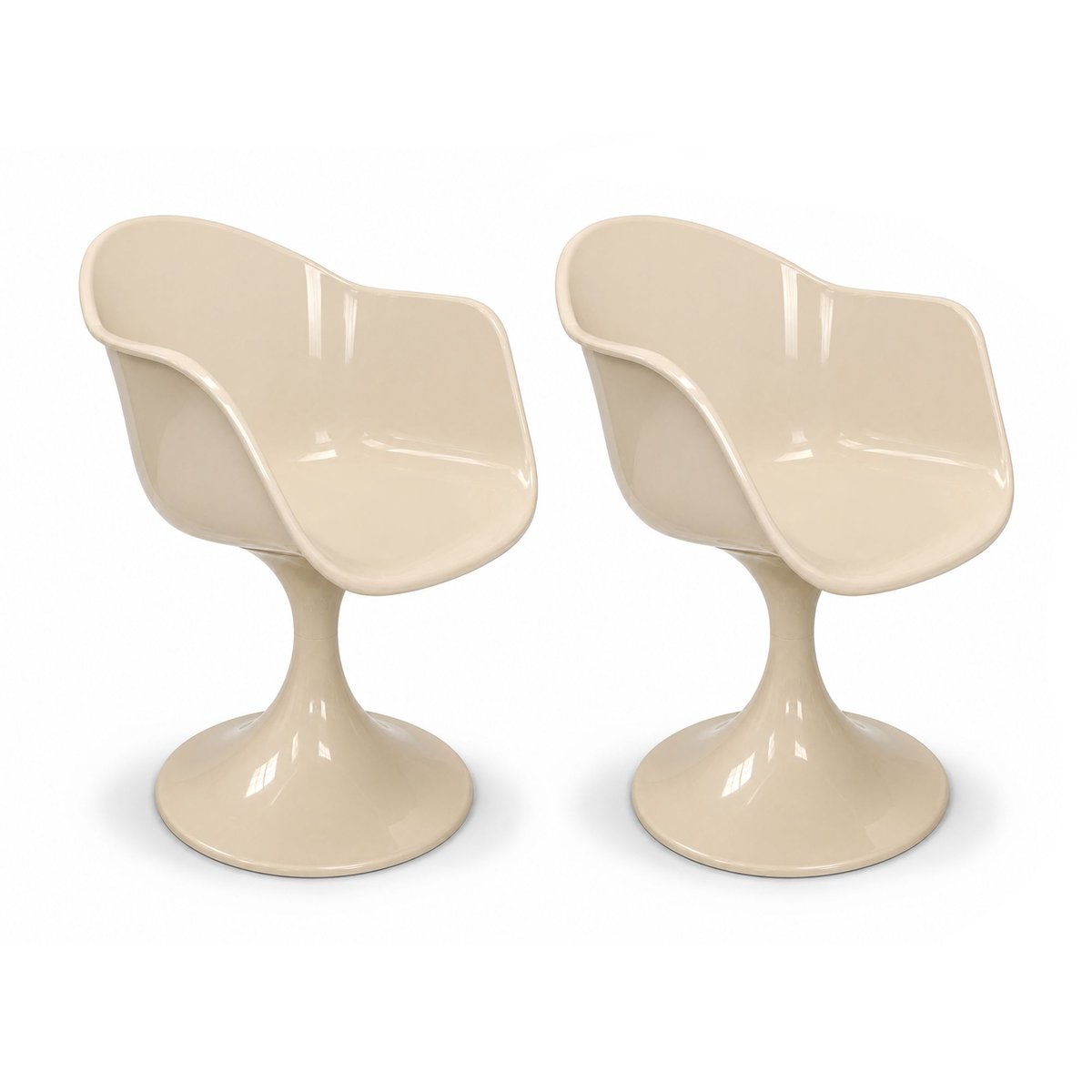 Lot de 2 fauteuils de table en résine acrylique, GLAM beige, NOW'S HOME