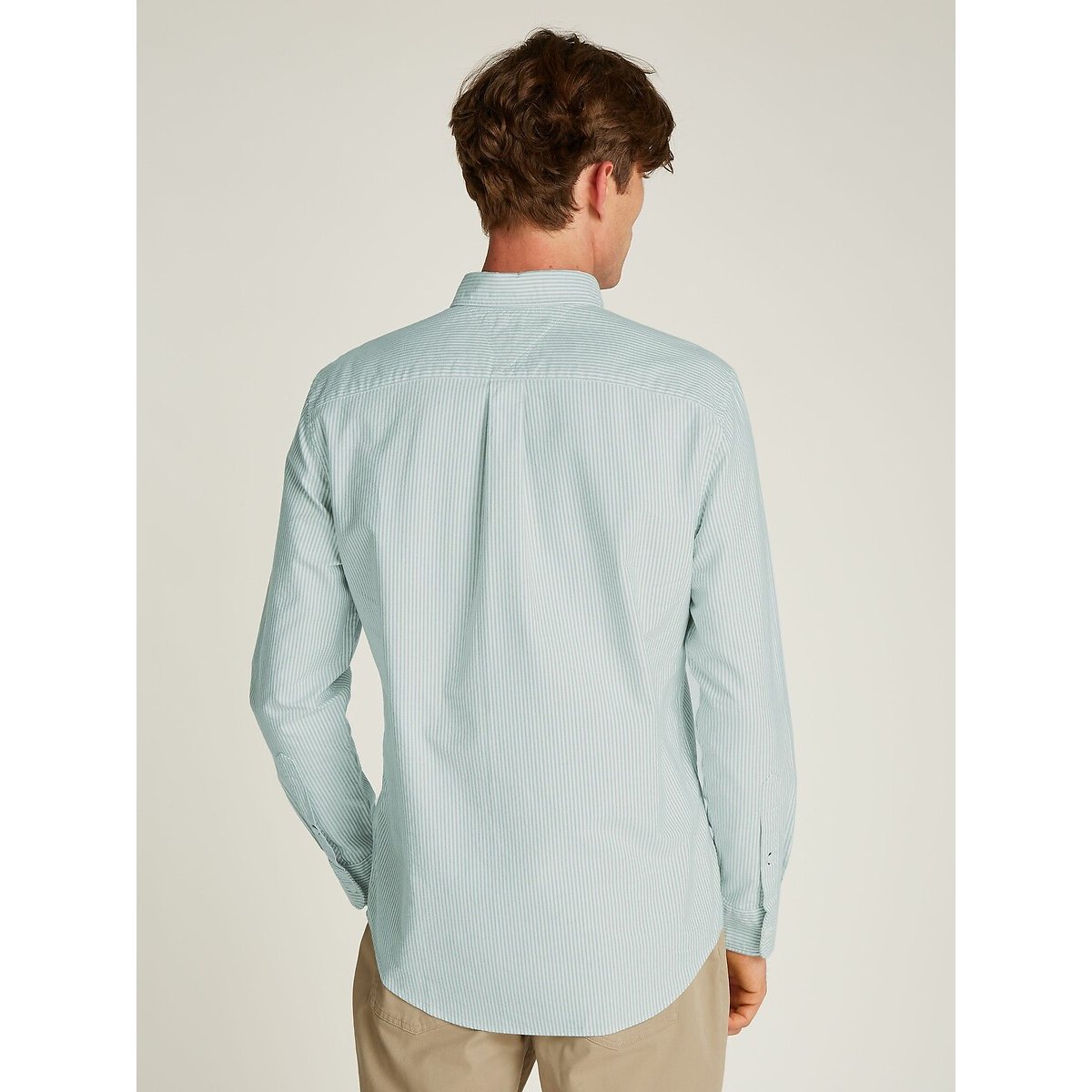 Oxford overhemd met standaard snit gestreept groen, TOMMY HILFIGER