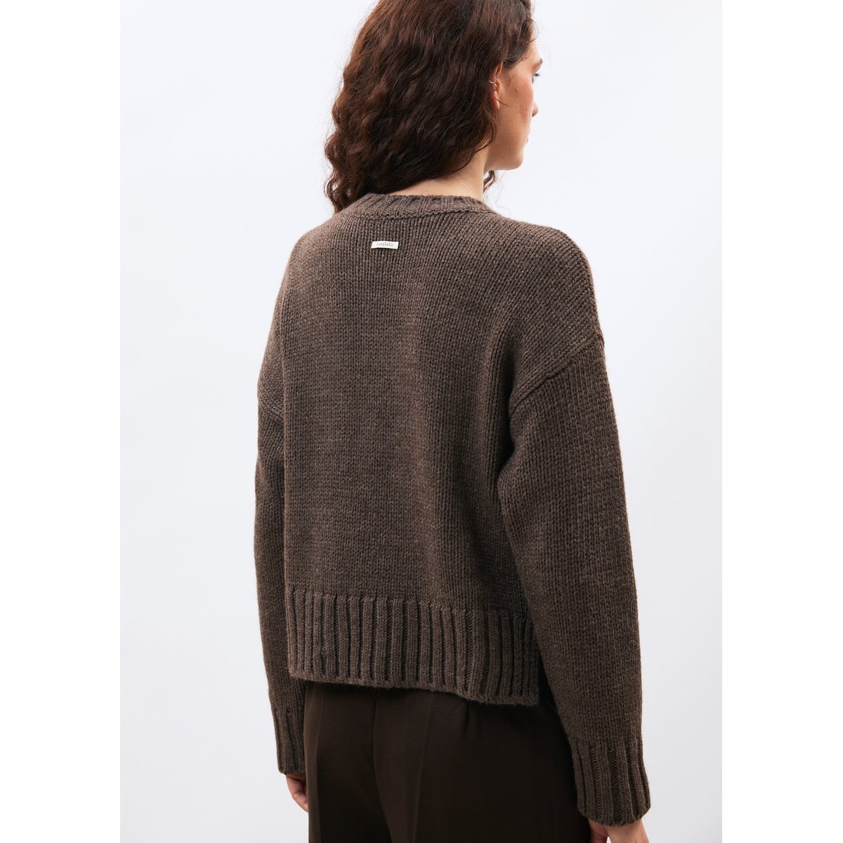 Pull manches longues col rond taupe, HUMILITY