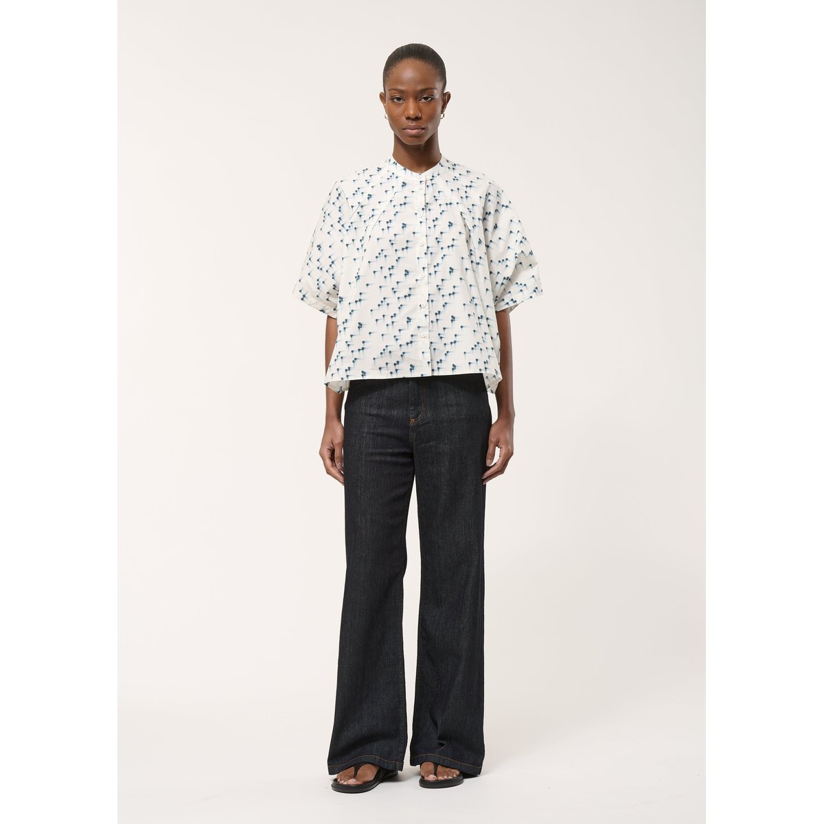 Jean flare taille haute en coton biologique brut, HUMILITY