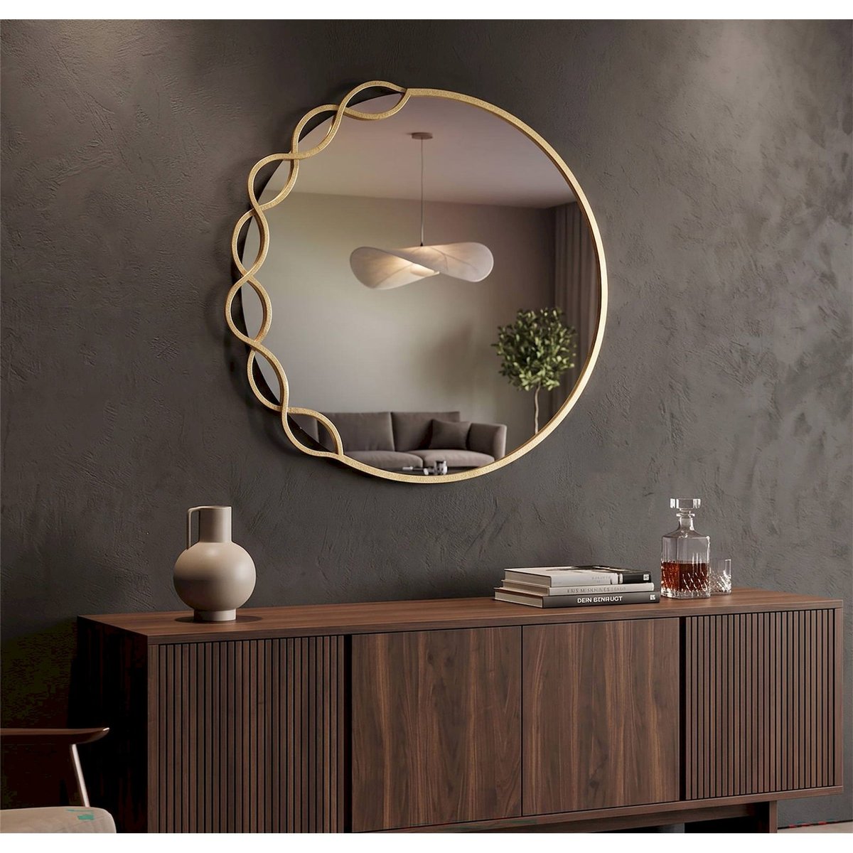 Miroir rond au cadre en fer collection GLAM doré, RECOLLECTION