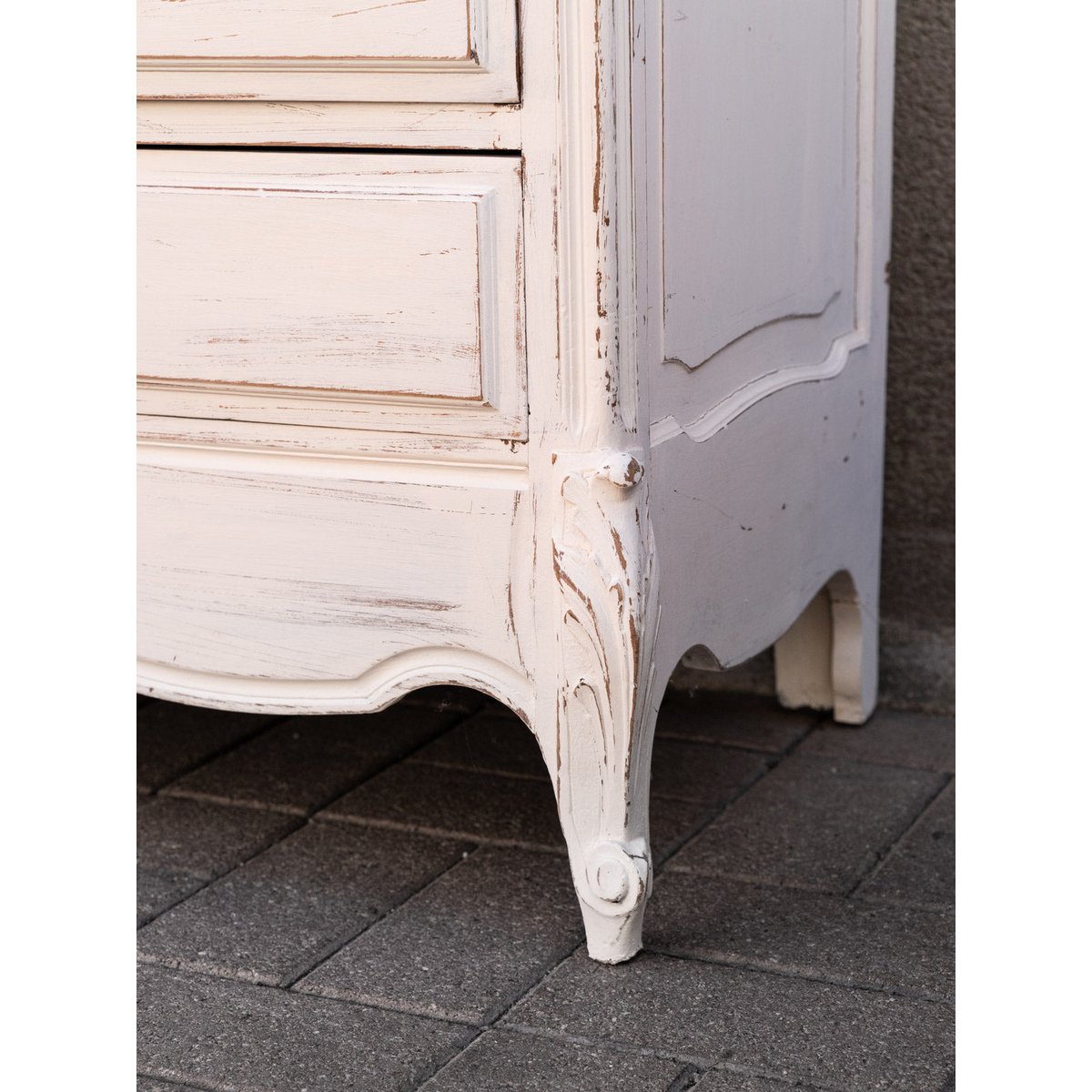 Grande commode blanche en bois massif Garance N°745 - Bon état bois clair, DEBONGOUT