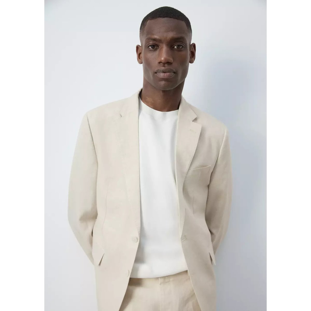 Veste costume Amalfi 100 % lin slim-fit écru, MANGO MAN