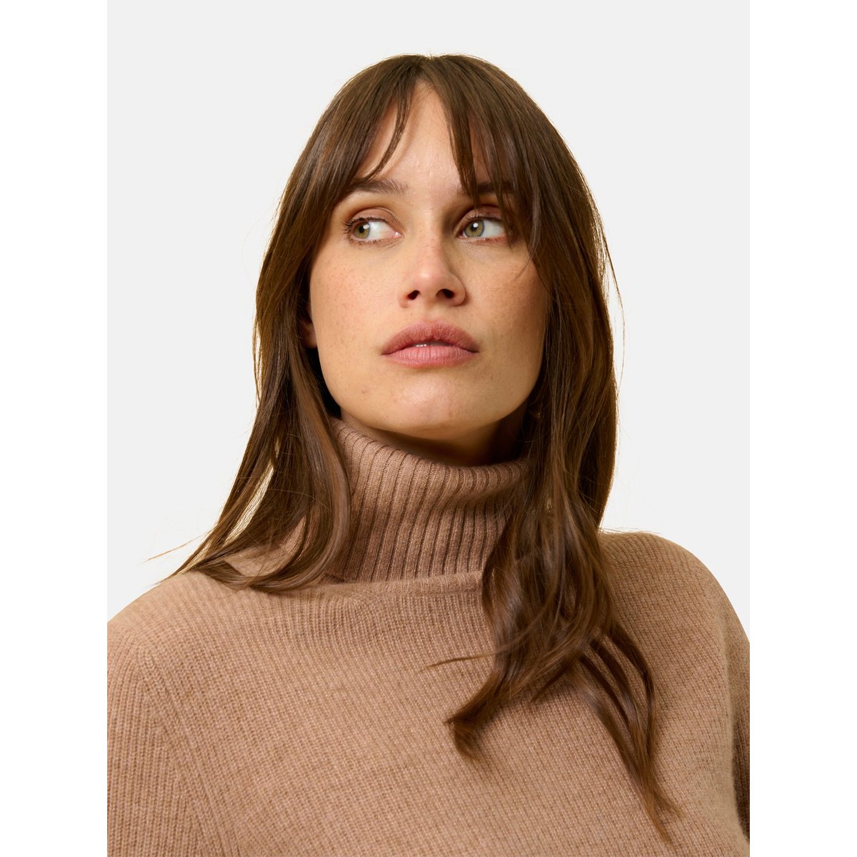 Pull Col Roulé Camel Chiné Billy camel chiné, JUST CASHMERE