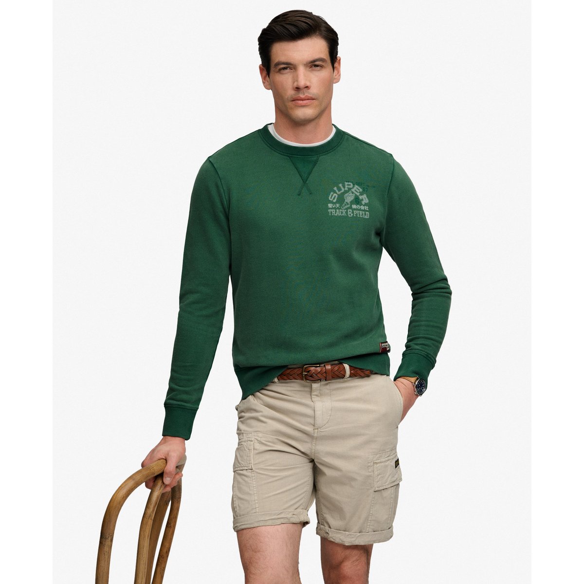 Sweatshirt Vintage Preppy Coupe Décontractée vert chasseur, SUPERDRY