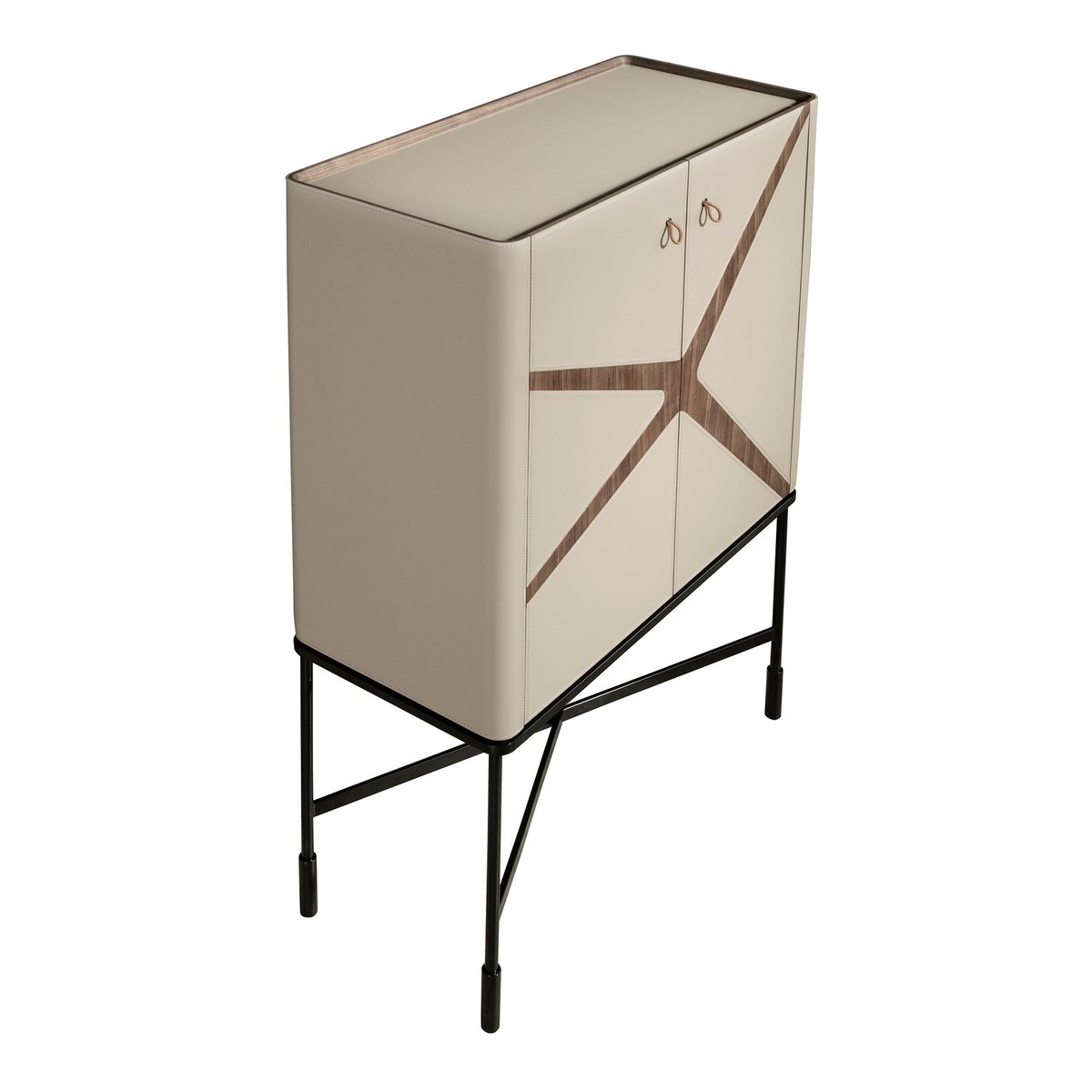 Buffet haut en similicuir, noyer et acier noir | taupe | noyer, ANGEL CERDA