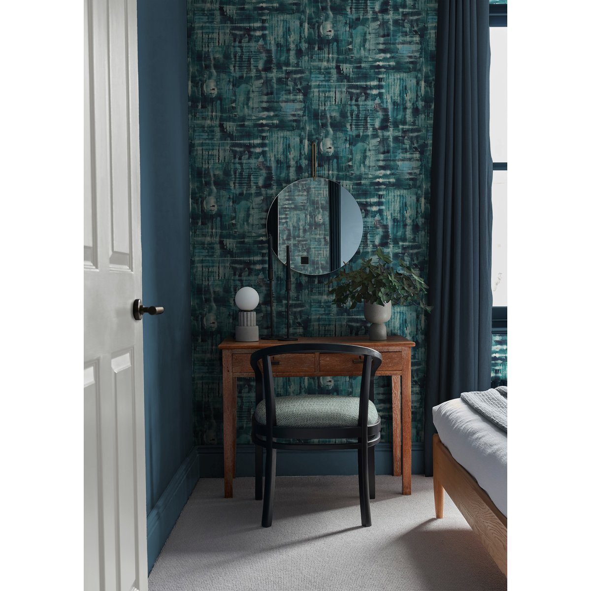Papier peint Reecho Teal bleu, GRAHAM ET BROWN