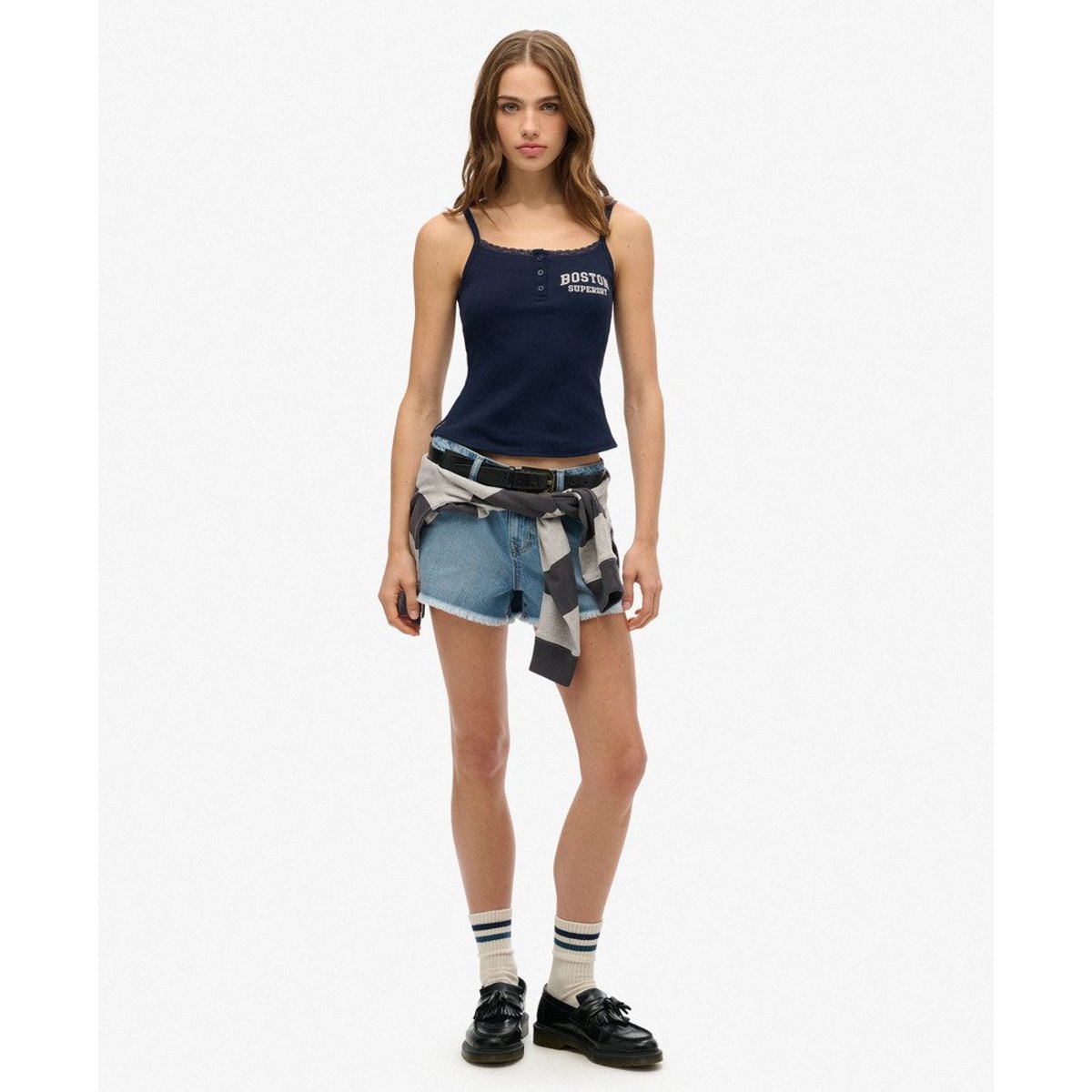 Caraco boutonné à motif Athletic Essentials bleu marine profond, SUPERDRY