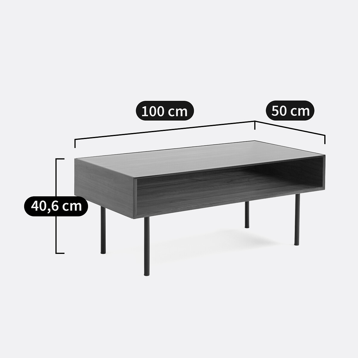 Salontafel met displayplank, walnootfineer, BIANZO zwart/notenhout tint, LA REDOUTE INTERIEURS