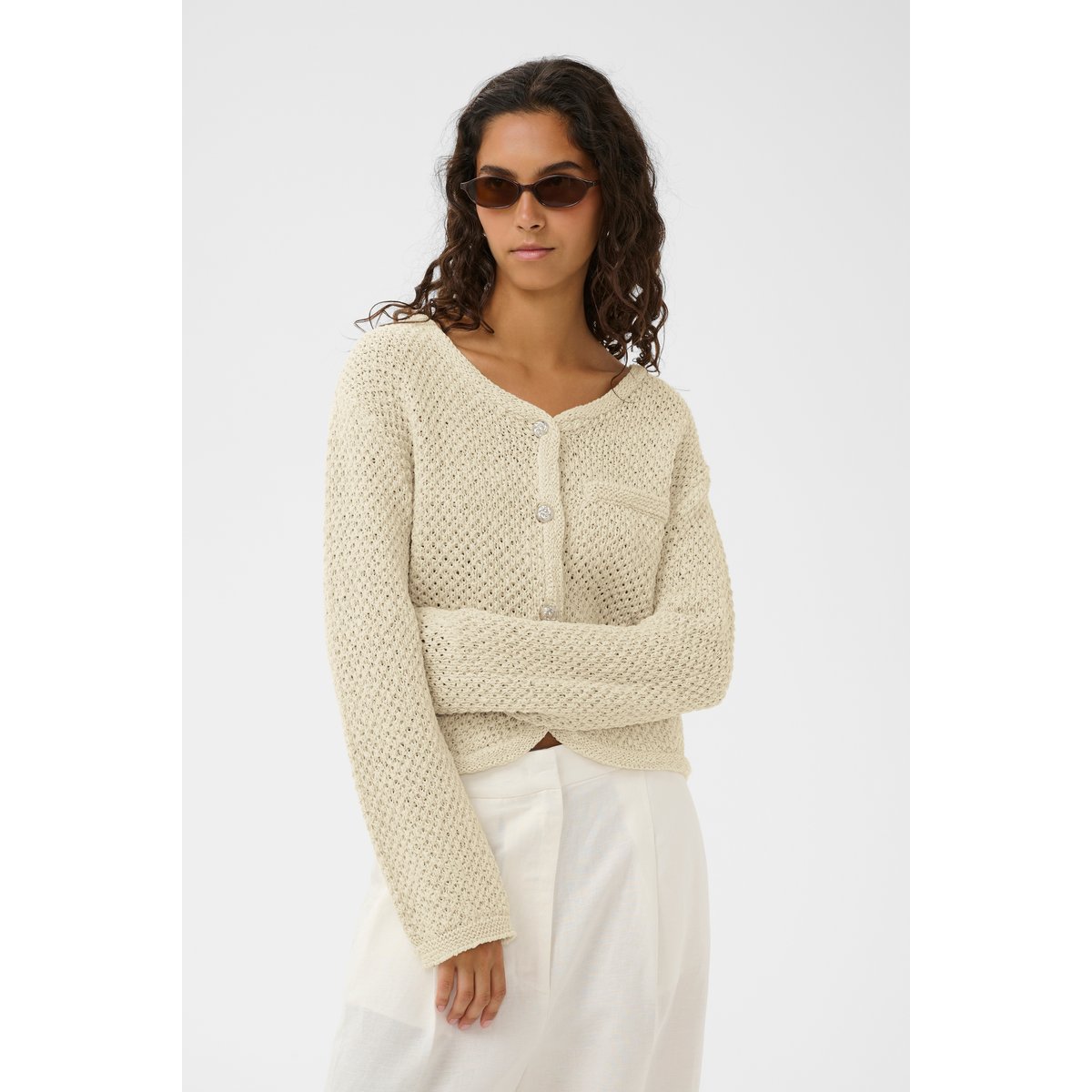 Cardigan à tricot beige turtledove, SOAKED IN LUXURY