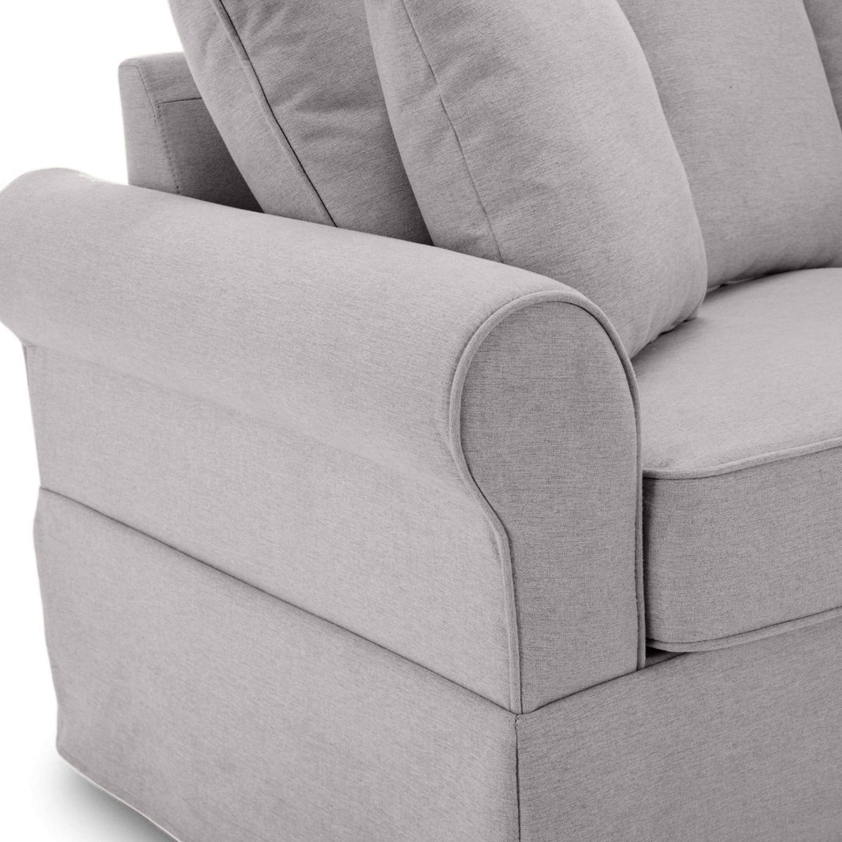 Canapé droit en polyester 3 places, MERIDITH gris clair, OVIALA