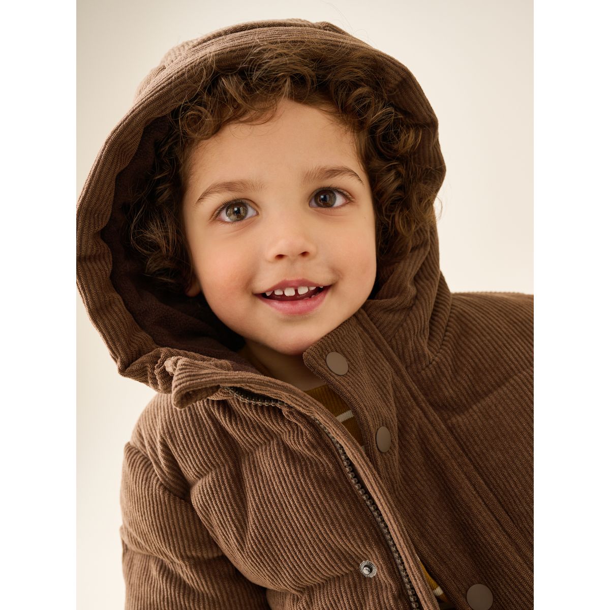 Manteau matelassé en velours côtelé marron chocolat, NEXT
