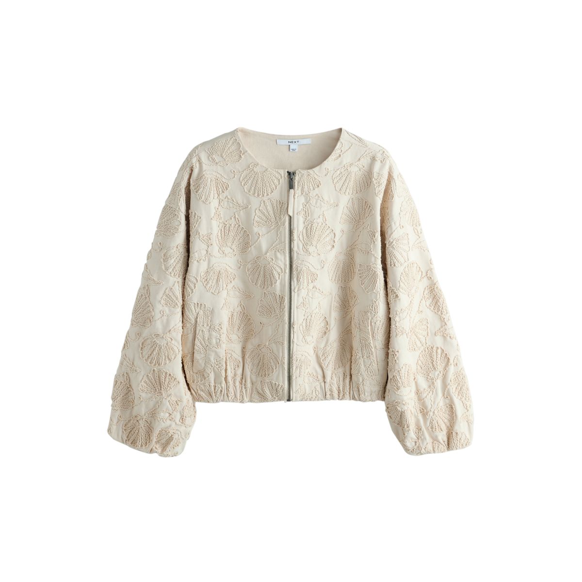 Veste zippée et brodée en coton écru, NEXT