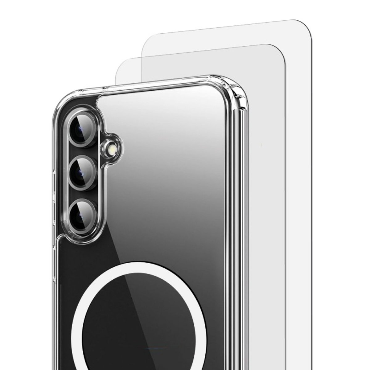 Coque Anti-choc Magnétique compatible Magsafe pour Galaxy S23 Fe Transparente + 2 vitres transparent, EVETANE