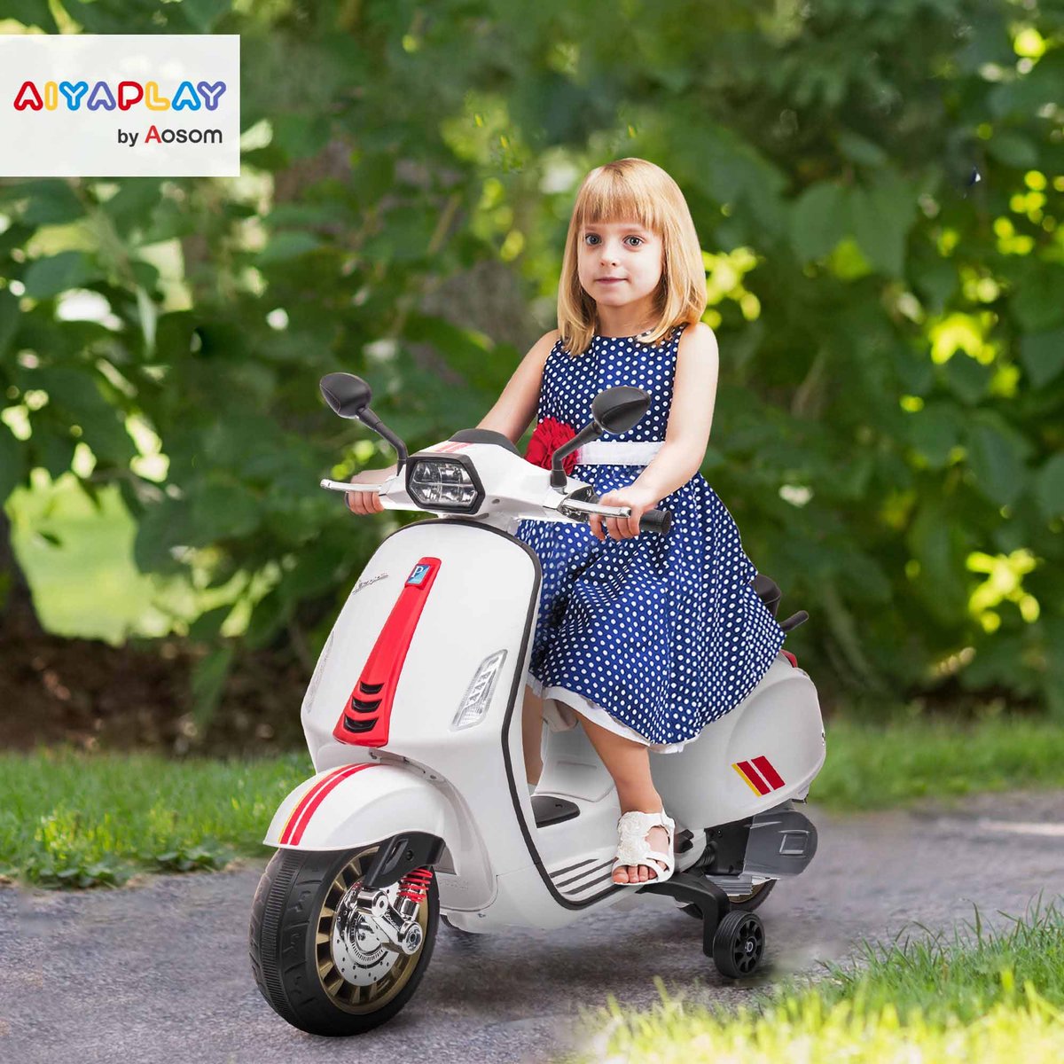 Moto électrique à conducteur assis PP Blanc blanc, rouge, noir, AIYAPLAY