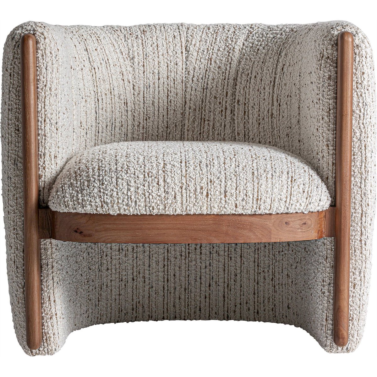 Fauteuil art déco en pin massif style vintage blanc cassé effet bois naturel, RECOLLECTION