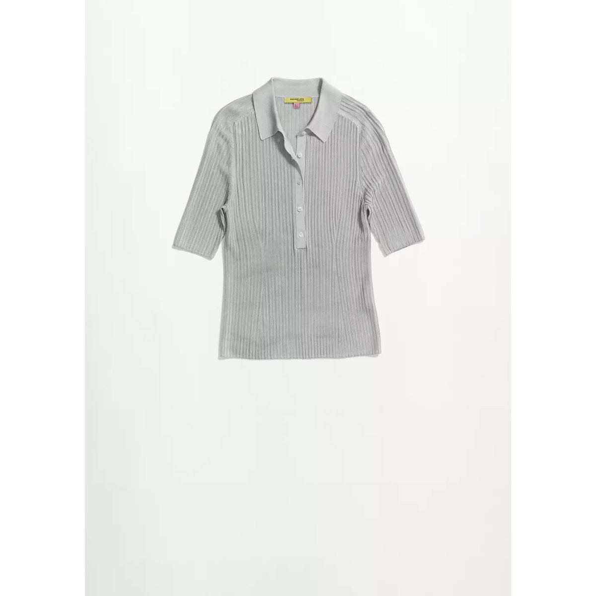 Pull-over maille côtelée col polo gris, MANGO