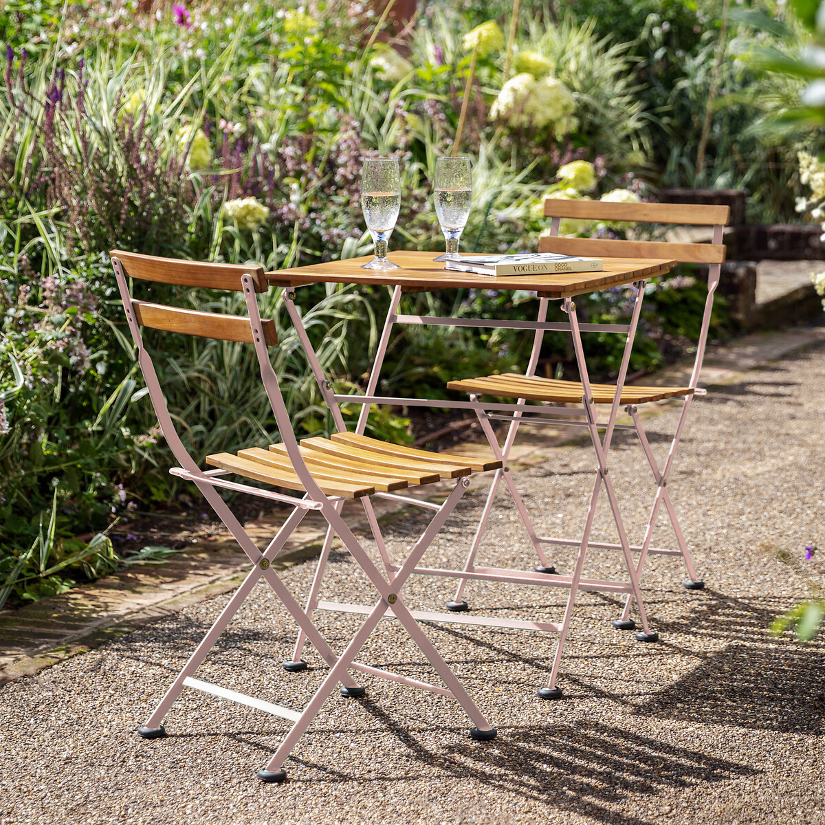 2 Seater Hampton Garden Bistro Set pink, SO'HOME