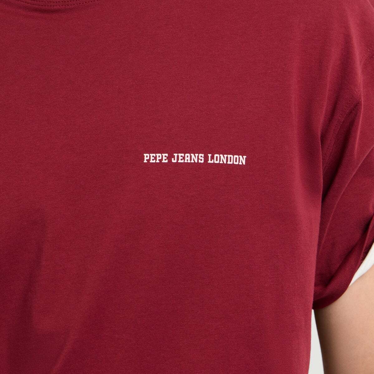 T-Shirt À Coupe Casual Avec Imprimé Au Dos rouge vin rubis, PEPE JEANS