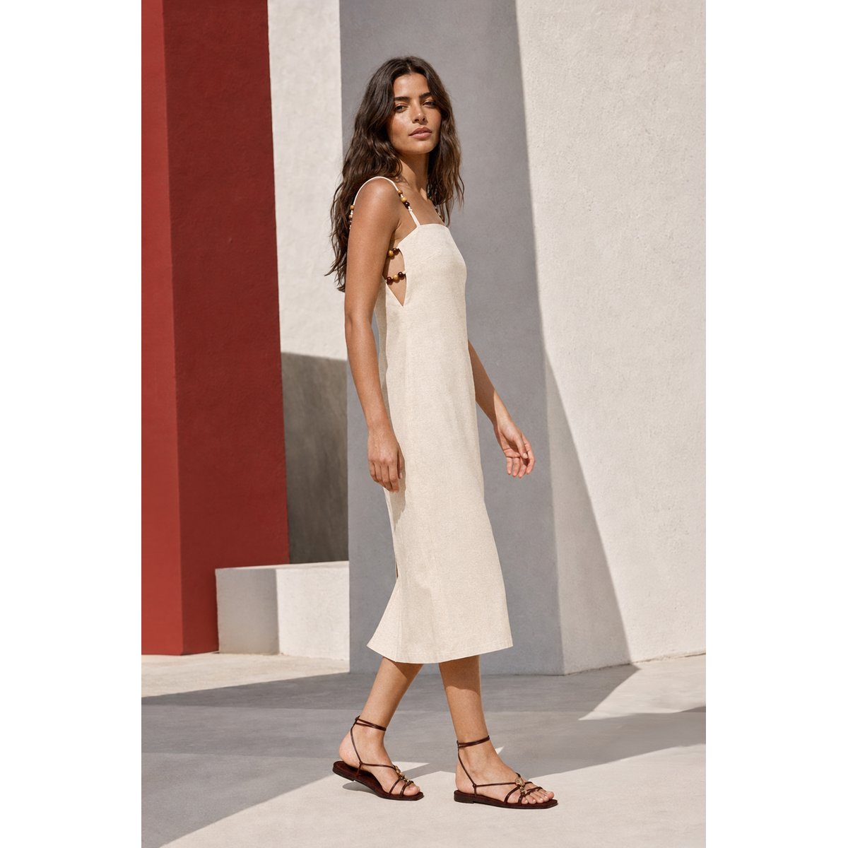 Robe longueur midi droite uni RIVAN 05-naturel, LA PETITE ETOILE