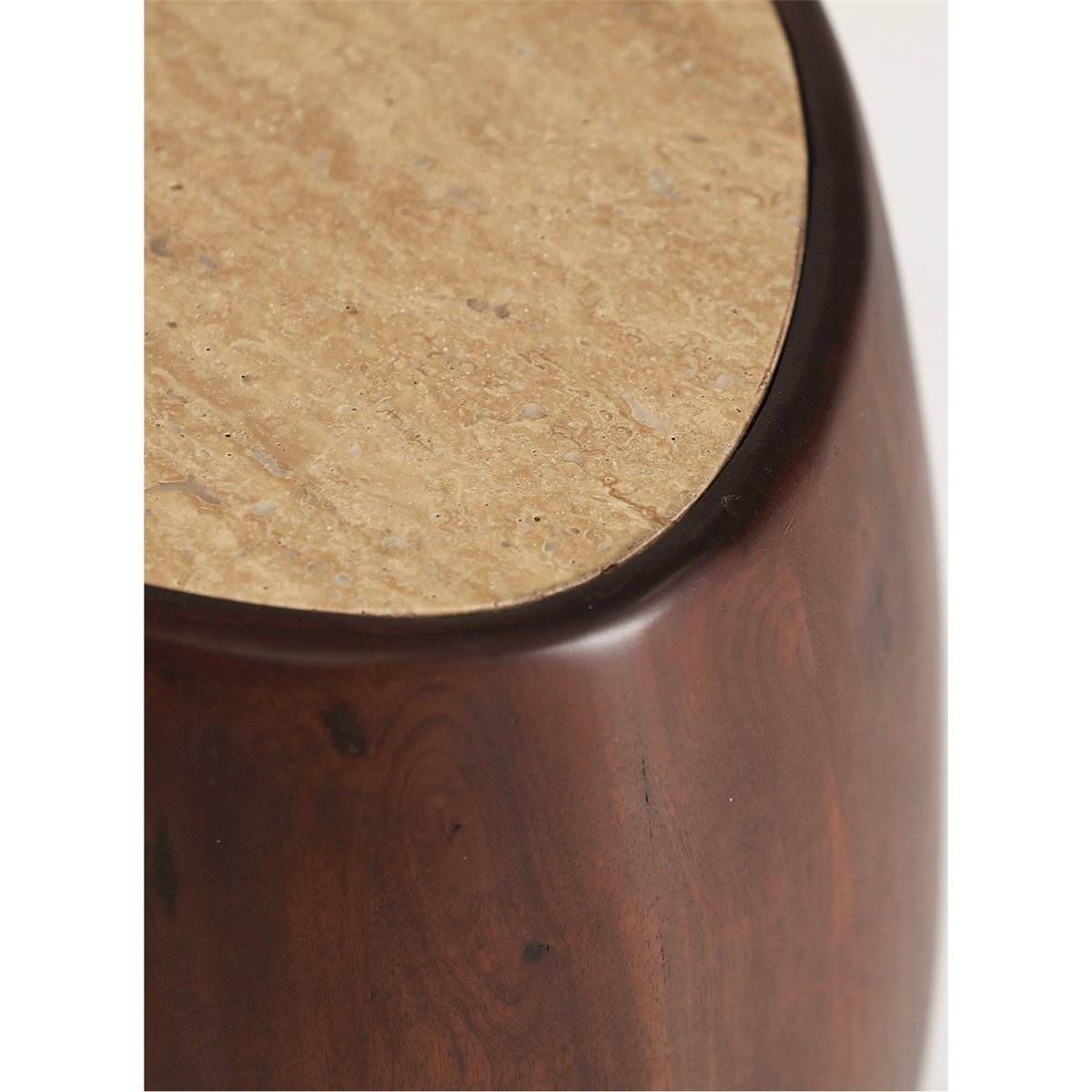 Table d'appoint en bois de manguier brun et beige, RECOLLECTION