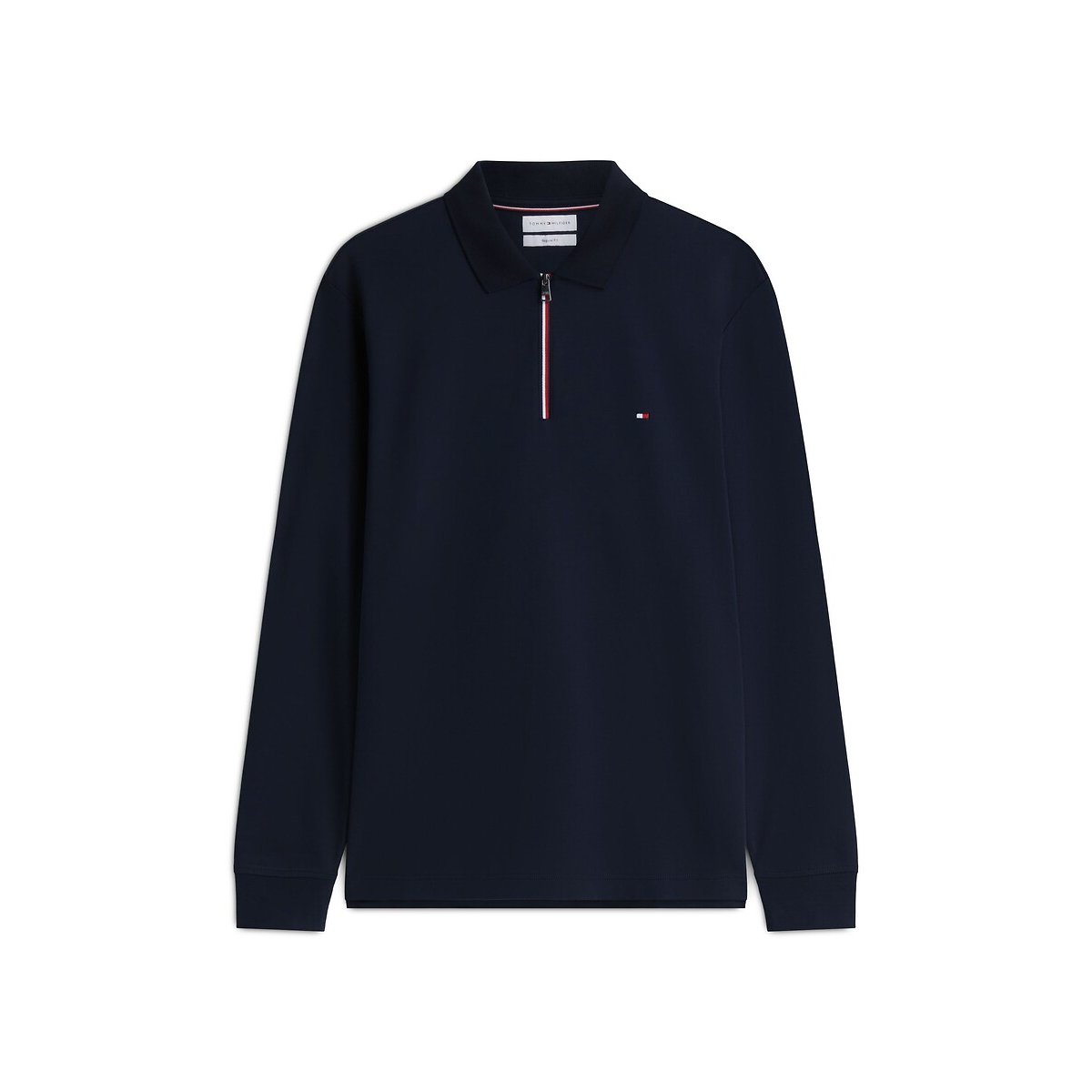 Polo manches longues, demi-zippé, coupe regular bleu marine, TOMMY HILFIGER