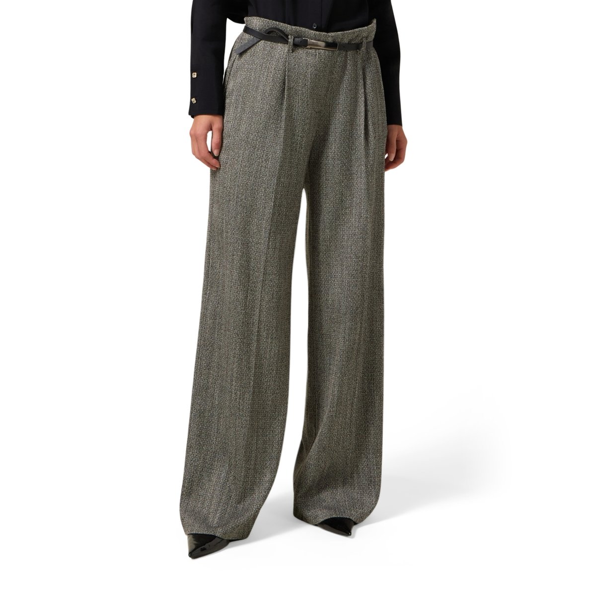 Pantalon palazzo à rayures gris, OLTRE
