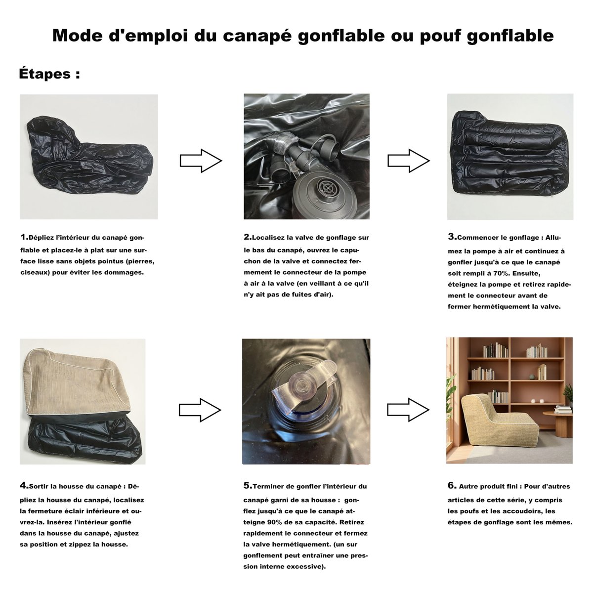 Pouf rond gonflable pour extérieur FORMENTERA - QABANE naturel, HOME MAISON