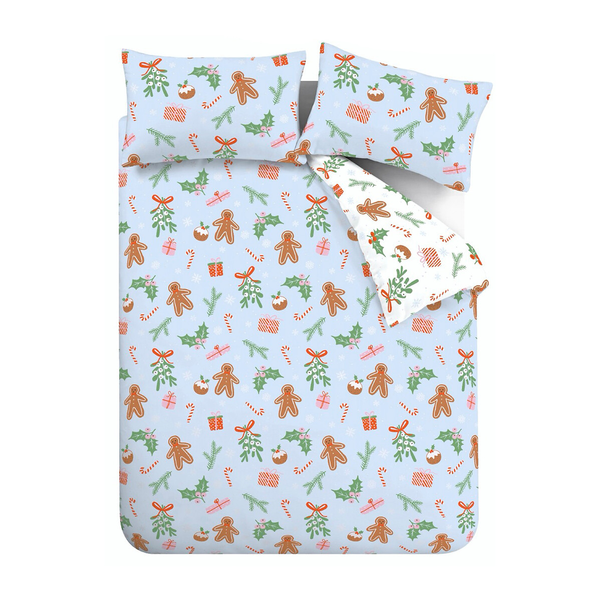 Christmas Gingerbread Duvet Cover and Pillowcase Set blue, CATHERINE LANSFIELD