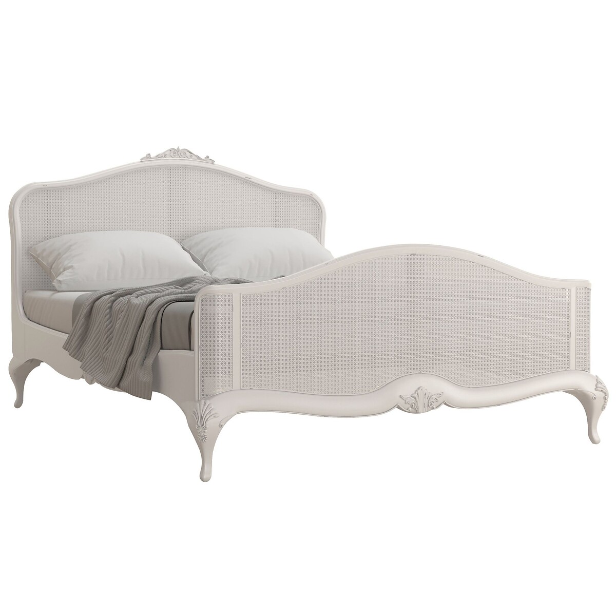 Etienne French-Vintage Rattan Bed grey white , WILLIS & GAMBIER