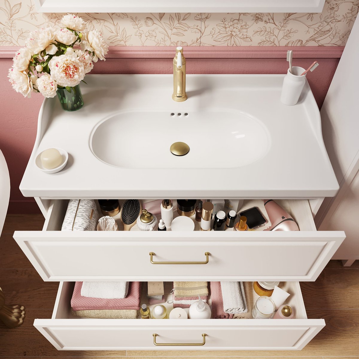 Plan vasque en céramique, CHARM blanc, SENSEA