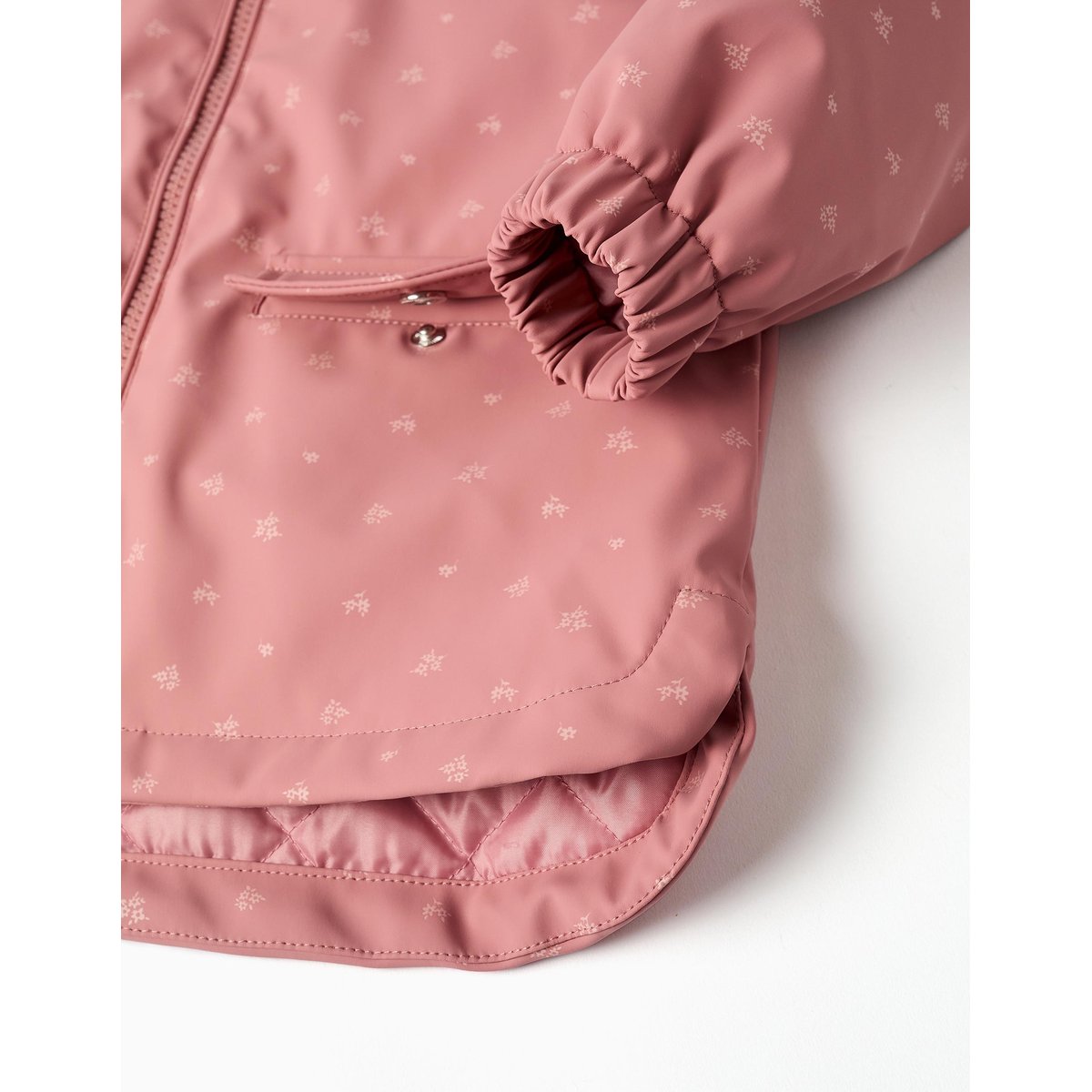 Parka en caoutchouc rembourrée avec capuche et imprimé floral rose, ZIPPY