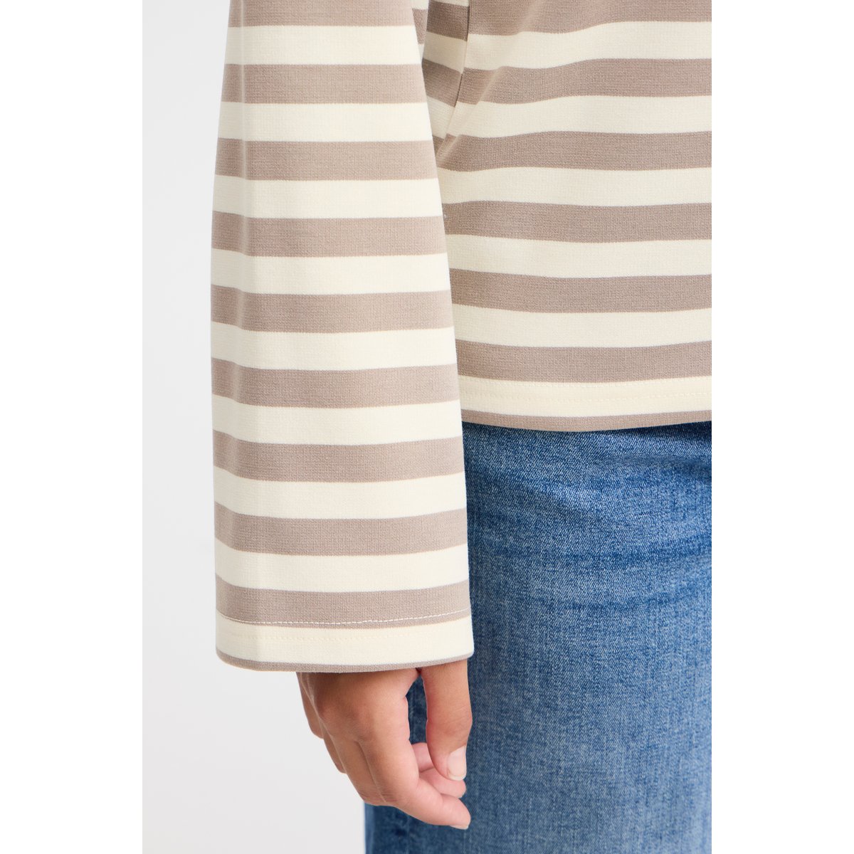 Sweatshirt beige fungi/almond stripe, ICHI