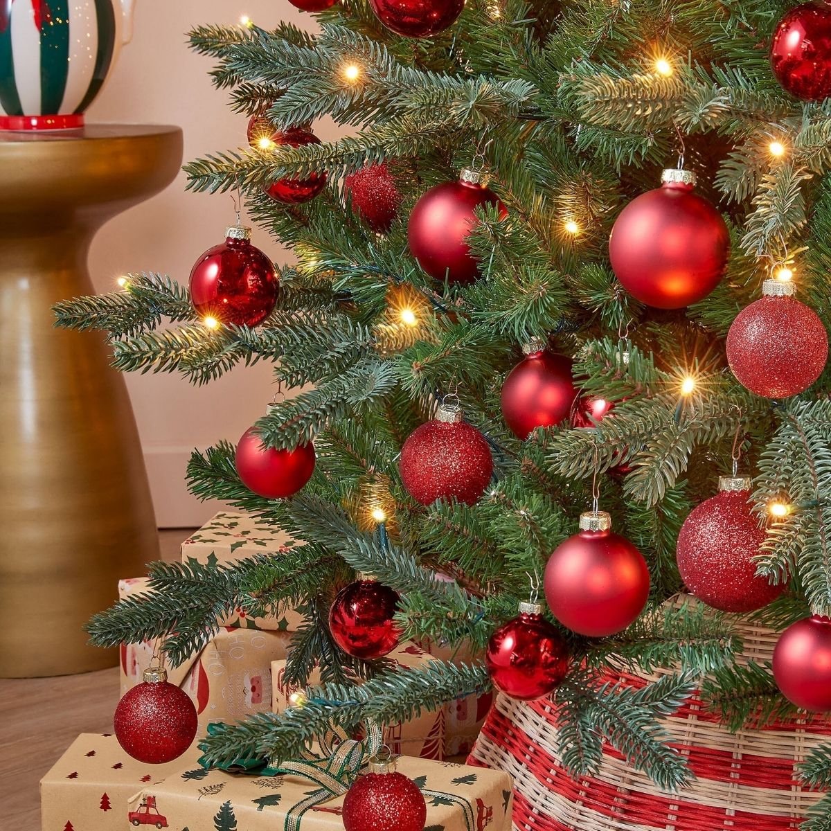 Lot de 42 boules de Noël en verre ZUGGA rouge, MICA DECORATIONS