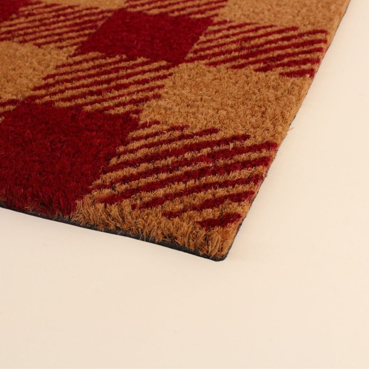 Paillasson coco carreaux écossais 40x60cm rouge, ORNAMI