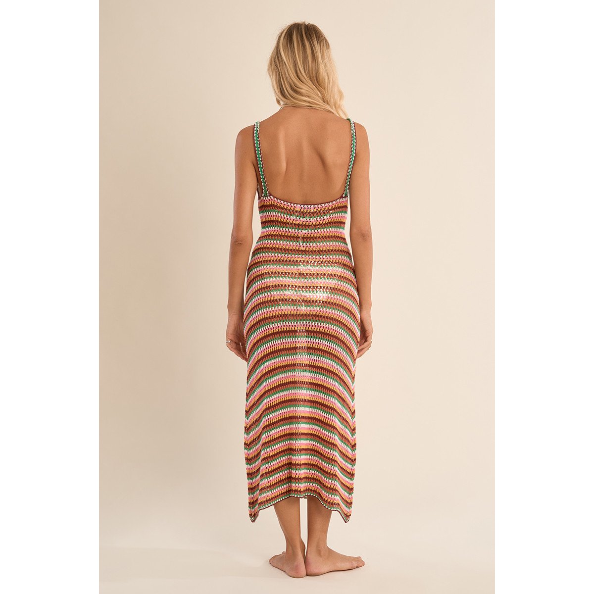 Robe de plage en maille crochet multicolour, MOLLY BRACKEN