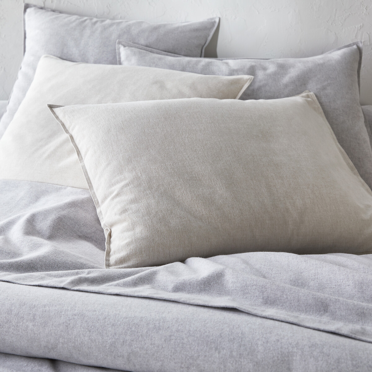 Housse de couette, en flanelle de coton chambray, Clara gris chiné, LA REDOUTE INTERIEURS