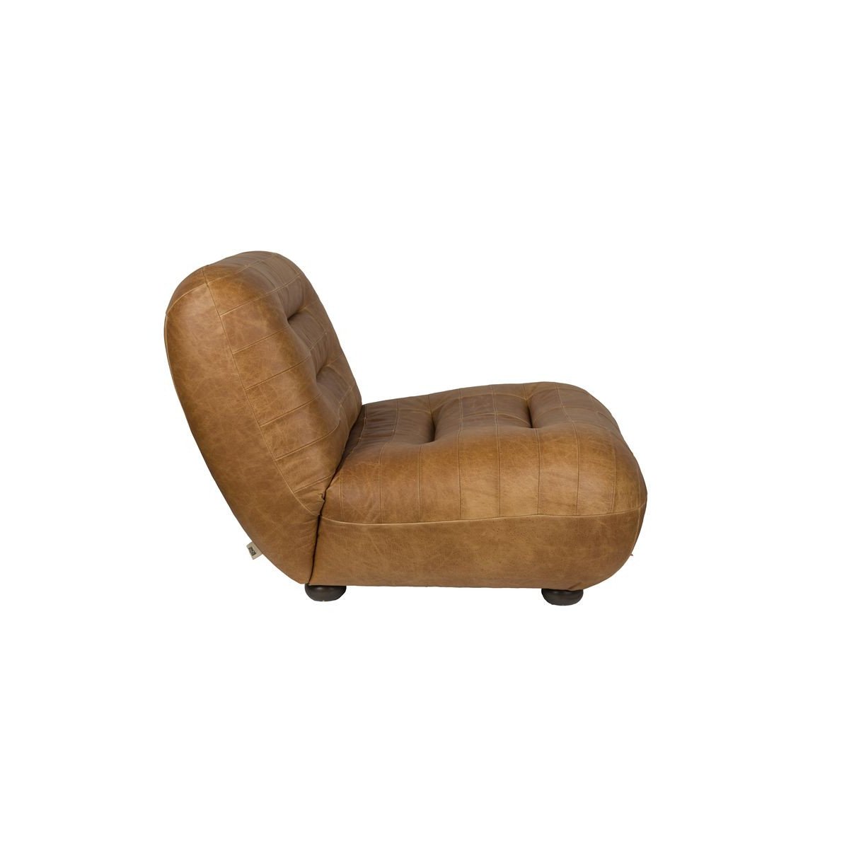 Fauteuil design en cuir, classique, WYATT marron, DUTCHBONE