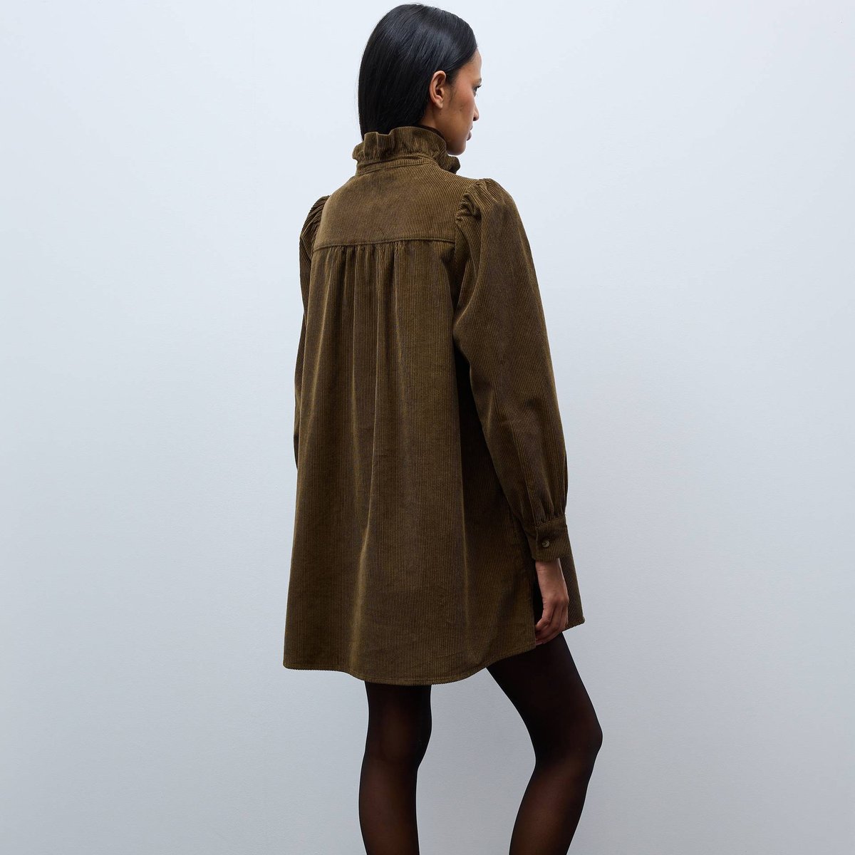 Robe courte unie manches longues en velours parka, MONOPRIX