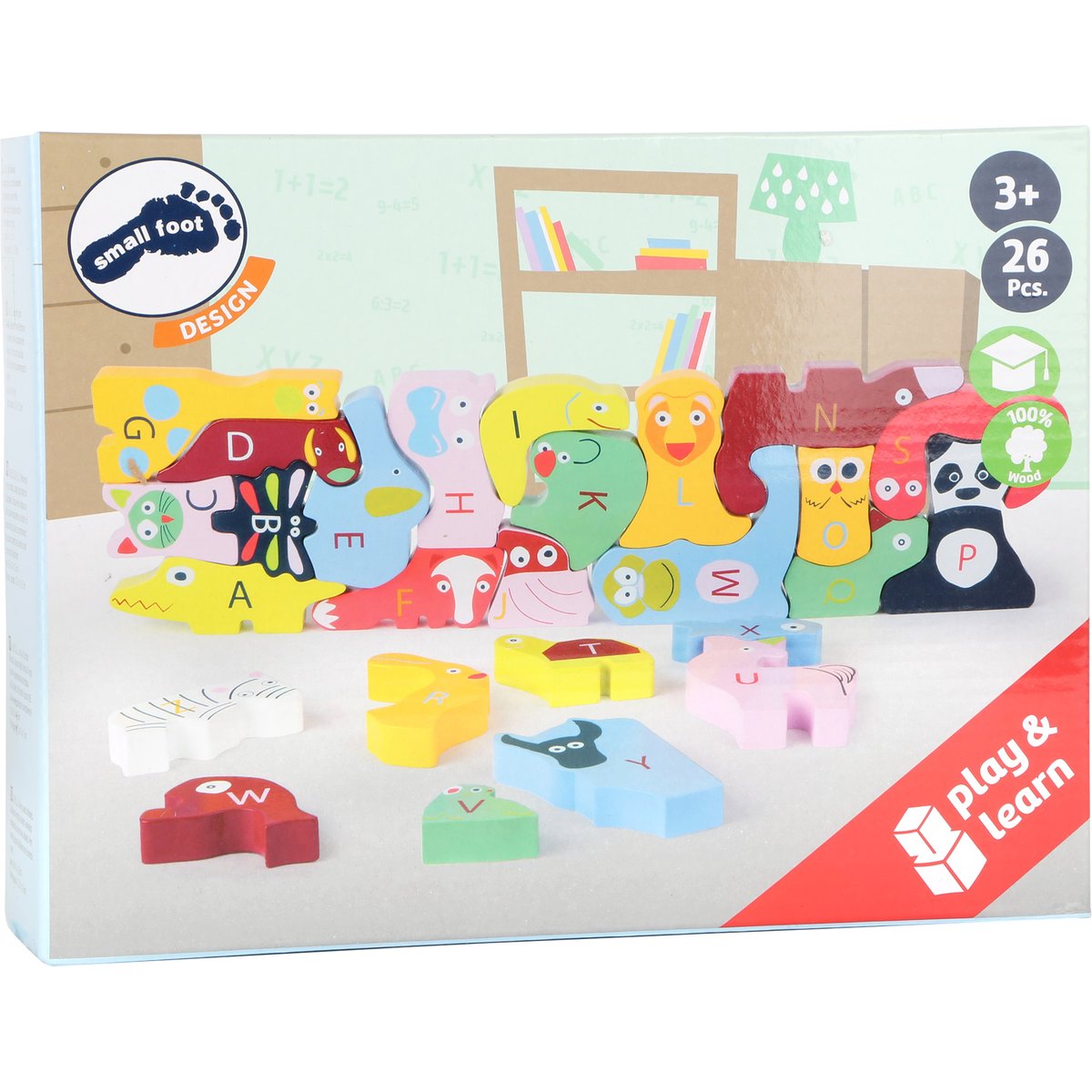 Puzzle ABC en bois orange, SMALL FOOT COMPANY