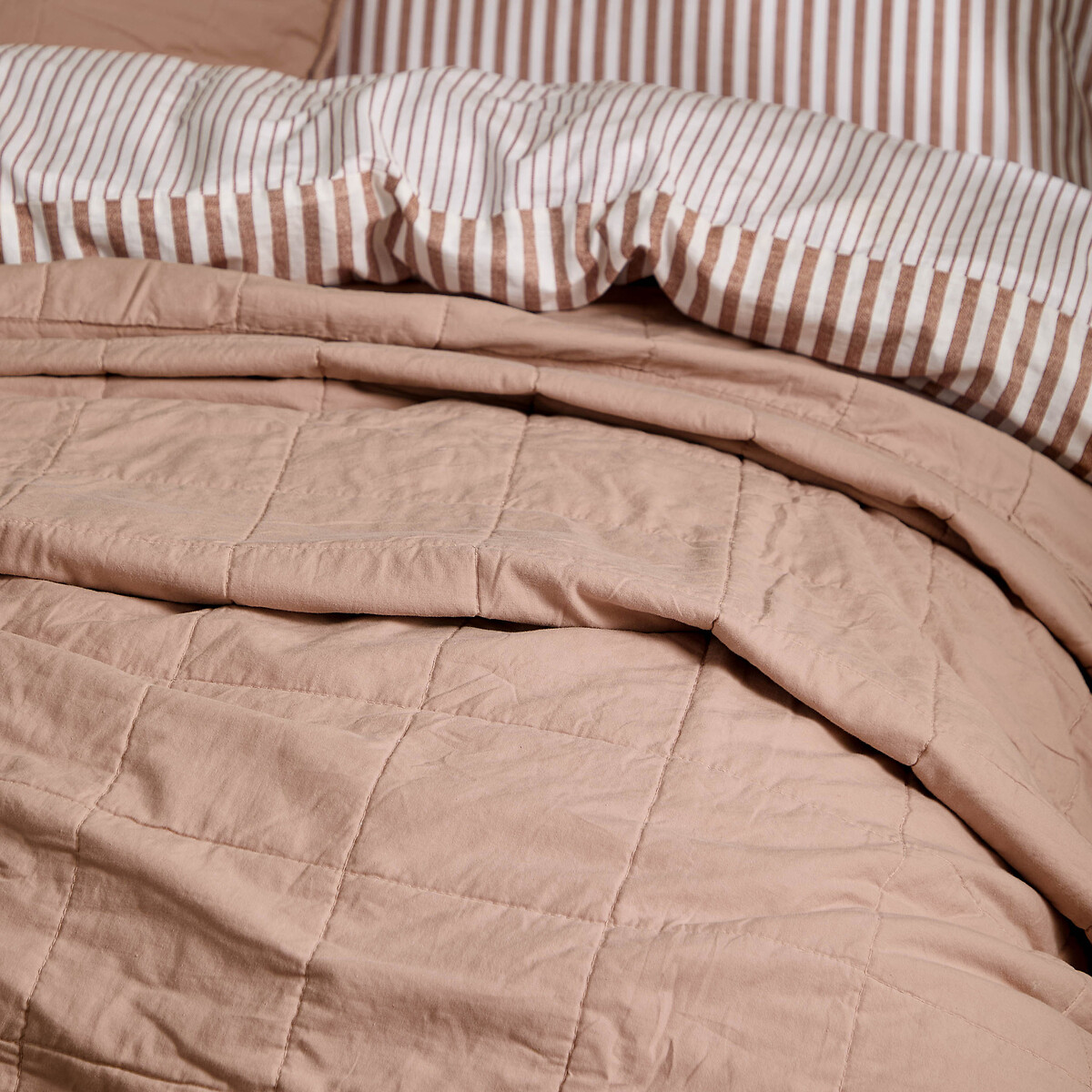 Hebden Quilted 100% Washed Cotton Bedspread - 150x200cm terracotta, YARD