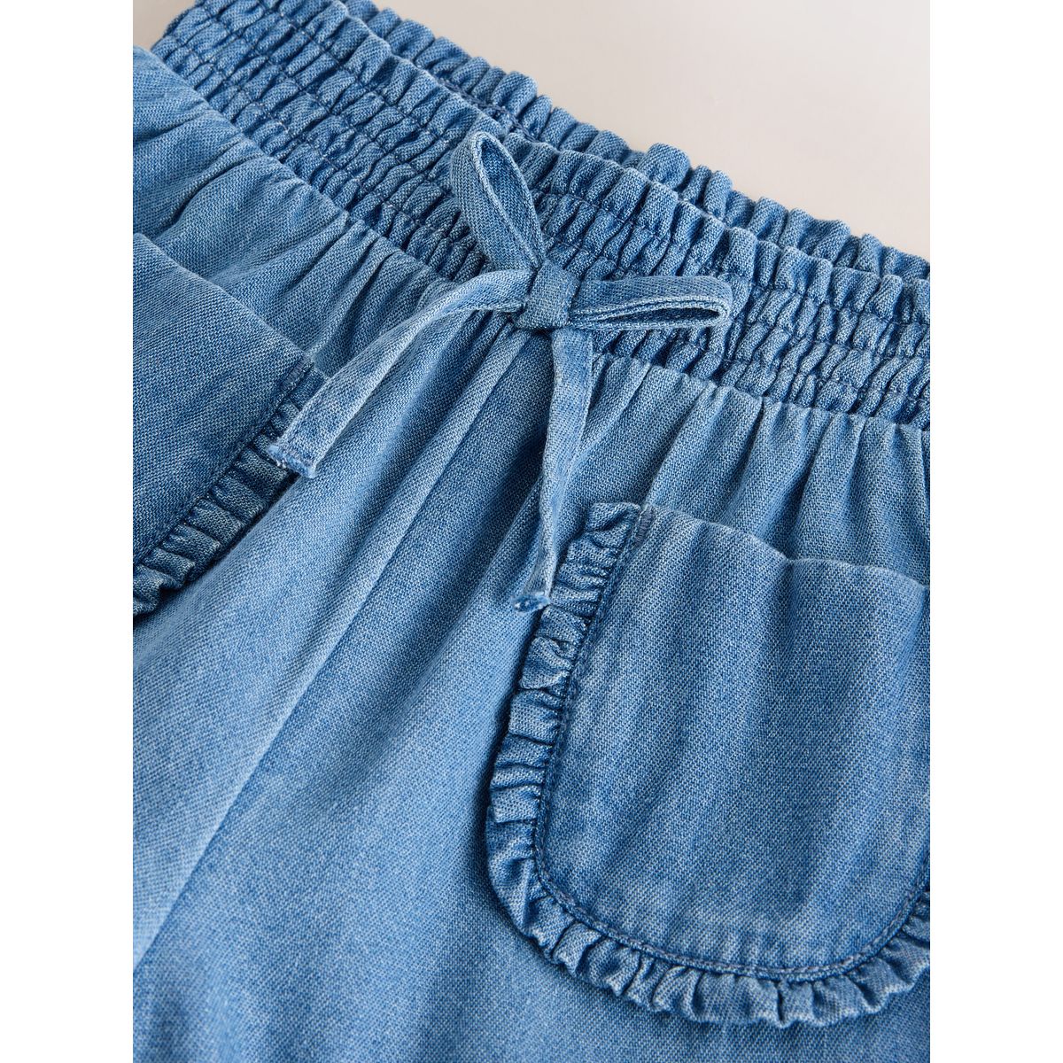 Pantalon à enfiler avec ourlets élastiques jean bleu moyen, NEXT